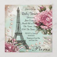 Vintag Pink Paris Baby Dusche Einladungen