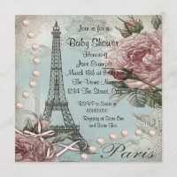 Vintag Pink Paris Baby Dusche Einladungen