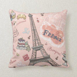 Vintag, pink, paris, franis, muster, blumenreich,  kissen