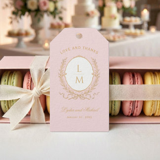 Vintag Pink Paris Glam | Monogramm-Hochzeit Geschenkanhänger
