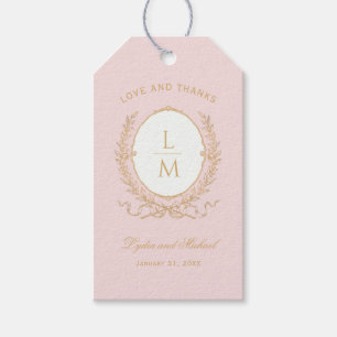 Vintag Pink Paris Glam Monogramm-Hochzeit Geschenkanhänger