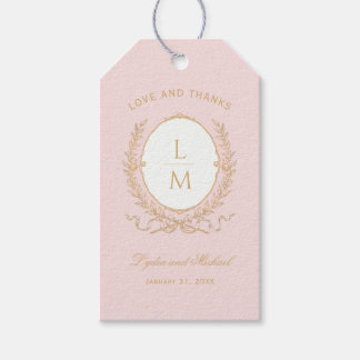 Vintag Pink Paris Glam | Monogramm-Hochzeit Geschenkanhänger