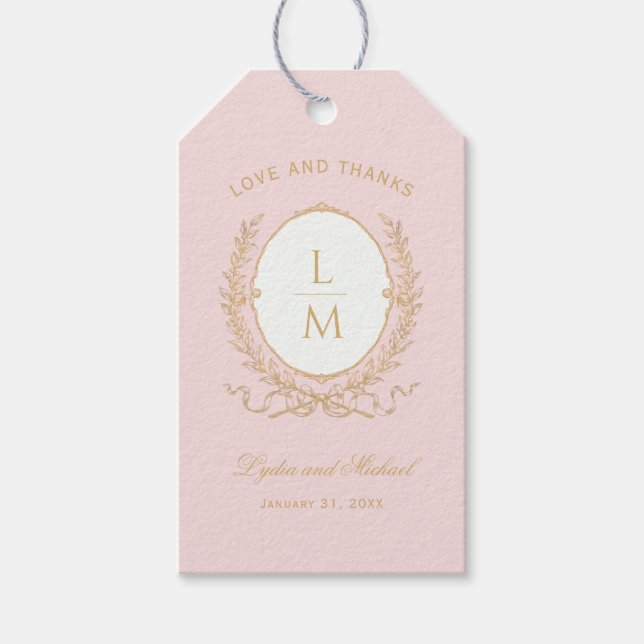 Vintag Pink Paris Glam | Monogramm-Hochzeit Geschenkanhänger (Vorderseite)