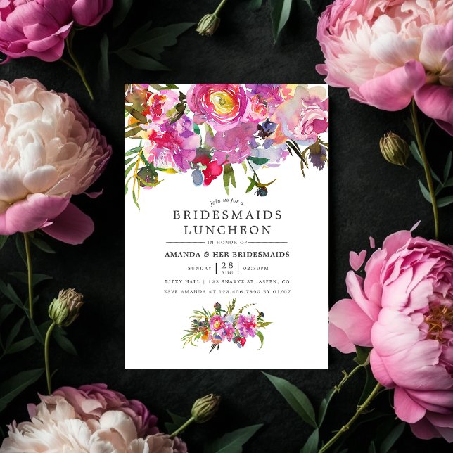 Vintag Pink Peonies Floral Bridesmaids Luncheon Einladung (Von Creator hochgeladen)
