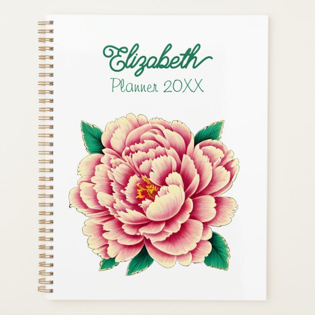 Vintag Pink Peony Blume White Planer (Vorderseite)