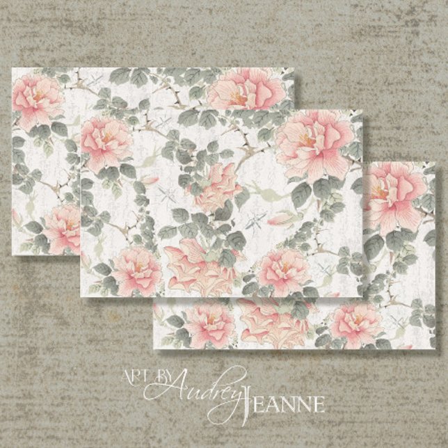 Vintag Pink Pink Pony Chinoiserie Entdeckungsreise Seidenpapier (Von Creator hochgeladen)