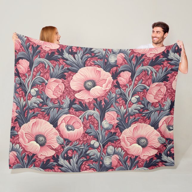 Vintag Pink Poppies floral Fleecedecke (Beispiel)