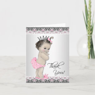 Vintag Pink Princess Baby Dusche Danke Karten
