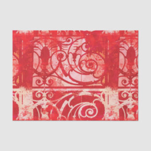 Vintag Pink Red Damask Paris Valentine Seidenpapier
