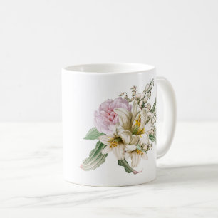 Vintag Pink Rose Lily Bouquet Name Kaffeetasse