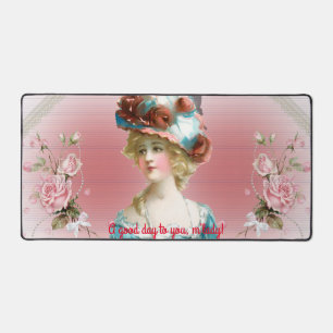Vintag Pink Roses Edwardian Era Motif Desk Mat Schreibtischunterlage