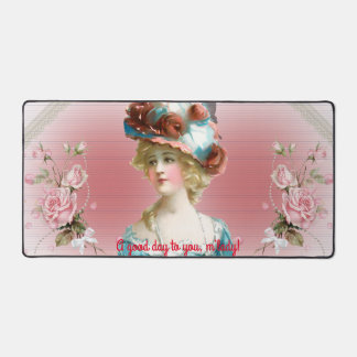 Vintag Pink Roses Edwardian Era Motif Desk Mat Schreibtischunterlage