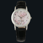 Vintag Pink Roses Elegante Bouquet Armbanduhr<br><div class="desc">Eine Armbanduhr mit einem Foto eines rosa-rosa Bouquets. Vintage Eleganz.</div>