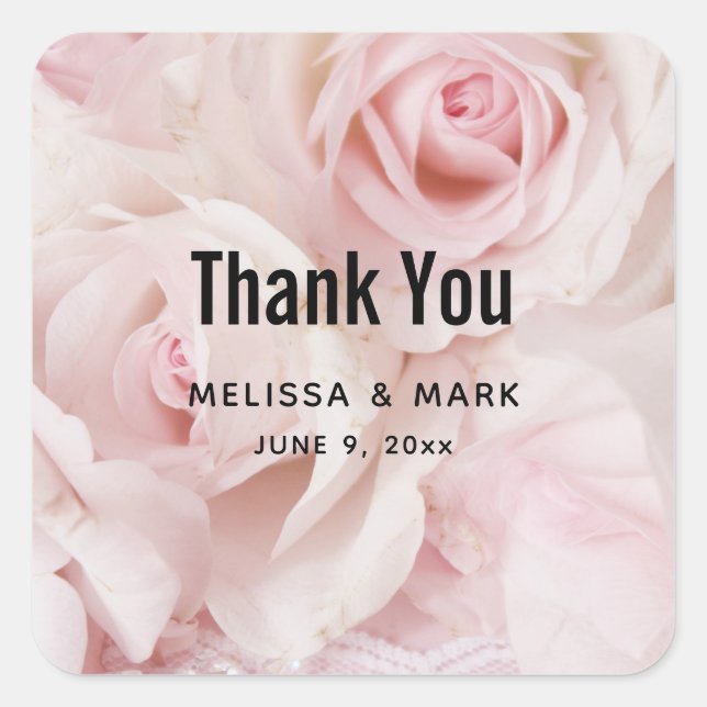 Vintag Pink Roses Elegante Bouquet Quadratischer Aufkleber (Vorderseite)