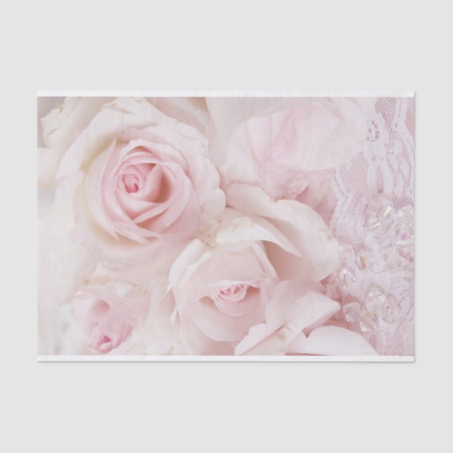 Vintag Pink Roses Elegante Bouquet Seidenpapier (Vorderseite)