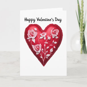 Vintag Pink Roses Valentine's Day Heart Card Karte