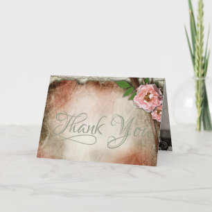 Vintag Pink Roses Wedding Dankeschön Karte