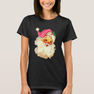Vintag Pink Santa Claus Pink Weihnachten 4 T-Shirt