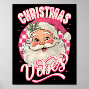 Vintag Pink Santa Claus Pink Weihnachten Vibes Paj Poster