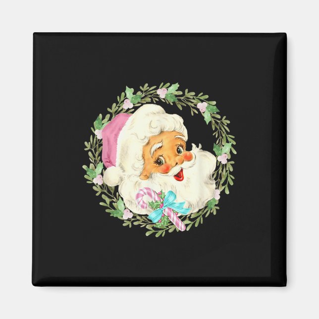 Vintag Pink Santa Claus Pink Weihnachtsdesign Magnet (Vorne)