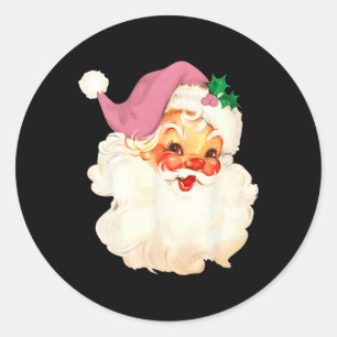 Vintag Pink Santa Claus Pink Weihnachtsdesign Runder Aufkleber