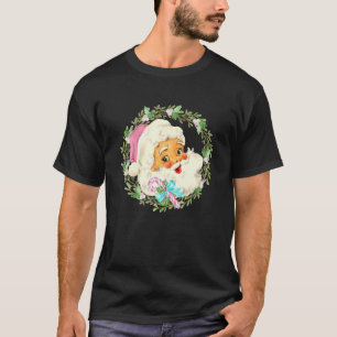 Vintag Pink Santa Claus Pink Weihnachtsdesign T-Shirt