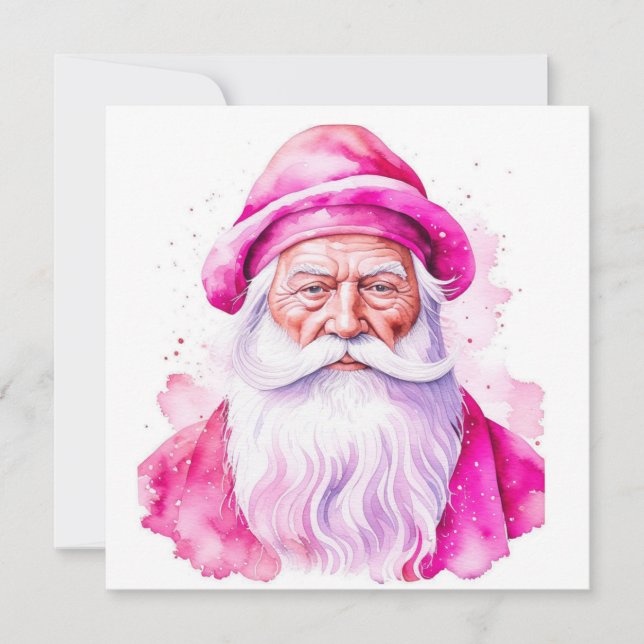 Vintag Pink Santa Retro Personalisierte Weihnachte Mitteilungskarte (Vorderseite)