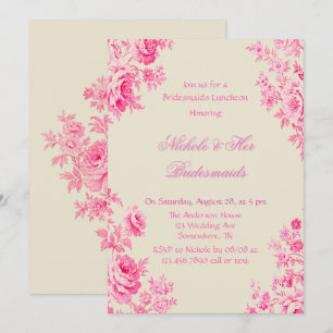 Vintag Pink Toile Blume Bridesmaids Luncheon Einladung