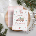 Vintag Pink Truck Moderne Moderne Moderne Weihnach Feiertagskarte<br><div class="desc">Vintag Pink Truck Moderne trendige Weihnachtskarte</div>