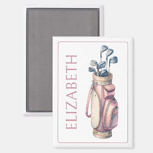 Vintag Pink Watercolor Golfklubs Personalisiert Magnet
