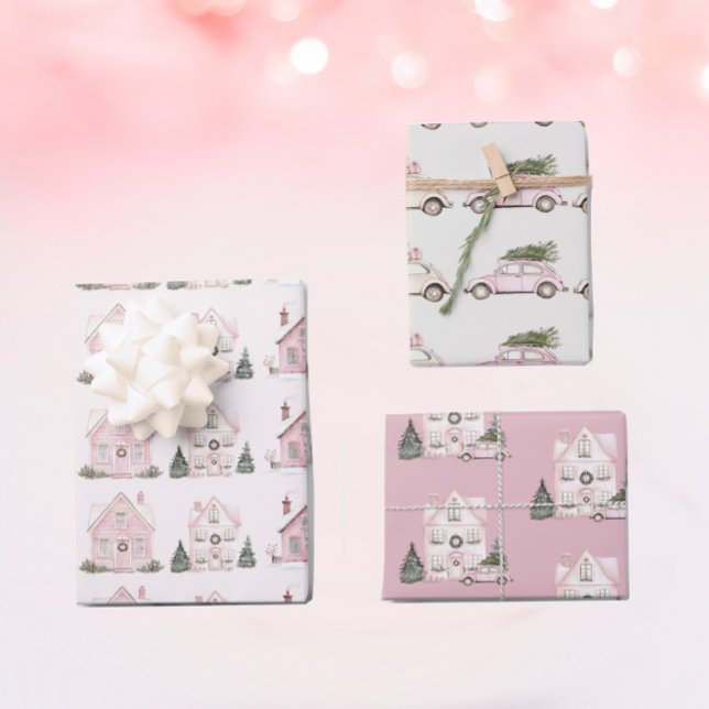 Vintag Pink Weihnachtsmuster Geschenkpapier Set (Von Creator hochgeladen)