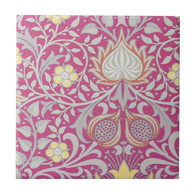 Vintag Pink William Morris Persian Floral Fliese (Vorderseite)