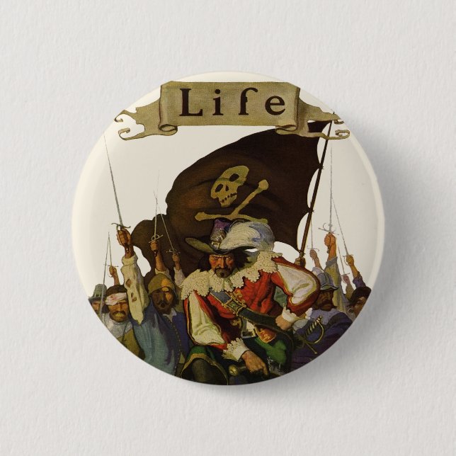 Vintag Pirate Life Wyeth Illustration Button (Vorderseite)