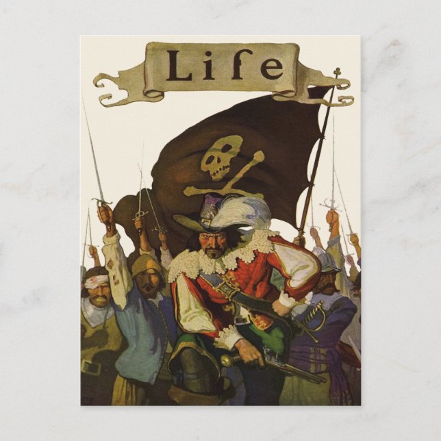 Vintag Pirate Life Wyeth Illustration Postkarte (Vorderseite)
