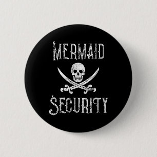 Vintag Pirate Mermaid Security Merman Protector Button