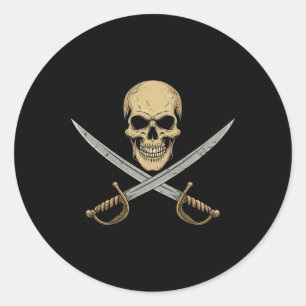 Vintag Pirate Skull Caribbean Cruise Halloween Sk Runder Aufkleber