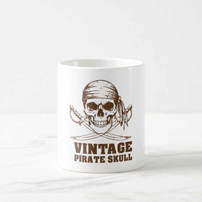 Vintag Pirate Skull Kaffeetasse (Mittel)