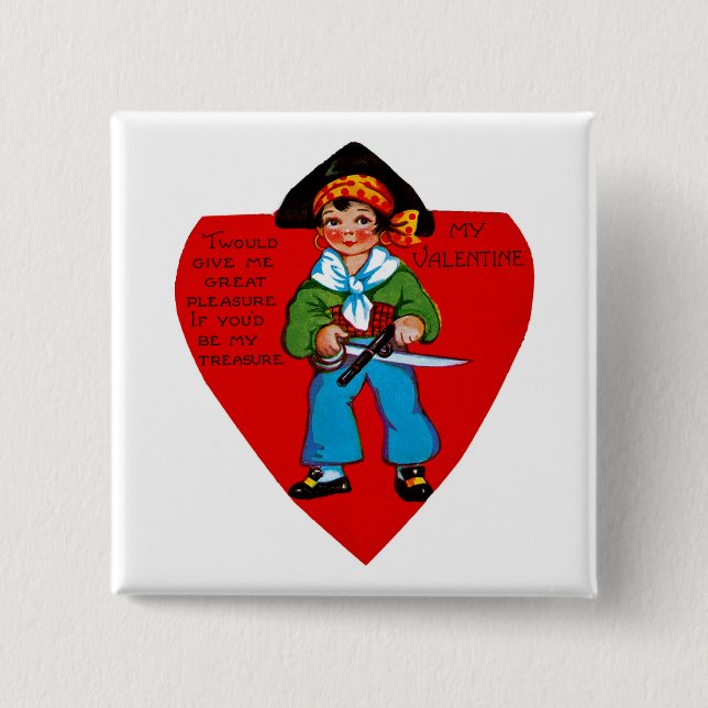 Vintag Pirate Valentine Button (Vorderseite)