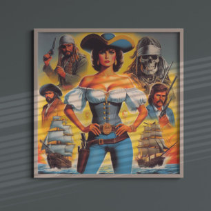 Vintag Pirate Woman Poster