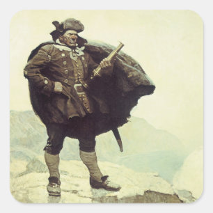 Vintag Piraten, Captain Bill Bones von NC Wyeth Quadratischer Aufkleber