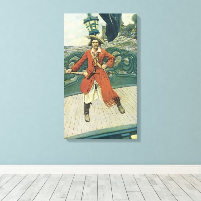 Vintag Piraten, Captain Keitt von Howard Pyle Leinwanddruck (Insitu (Holzboden))