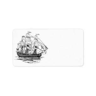 Vintag Pirates Galleon, Sketch eines 74-Gun-Schiff Adressaufkleber