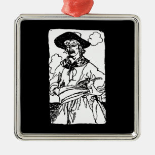 Vintag Pirates Sketch eines Captain von Howard Pyl Silbernes Ornament
