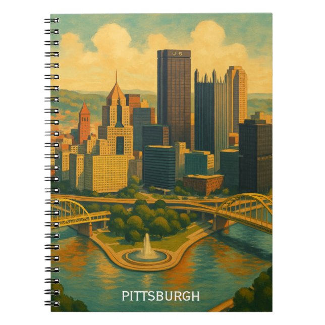 Vintag Pittsburgh Pennsylvania Skyline Notizblock (Vorderseite)