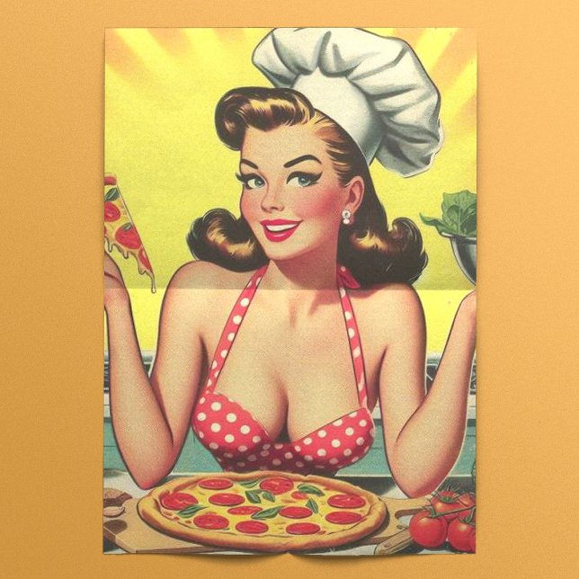 Vintag Pizza Girl Seidenpapier (Von Creator hochgeladen)
