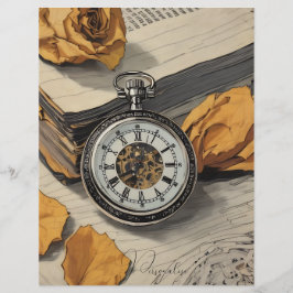 Vintag Pocket Watch Rose Blumenzettel