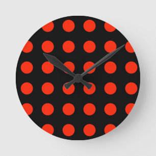 Vintag Polka Dots Black Red Color Retro Classic Runde Wanduhr
