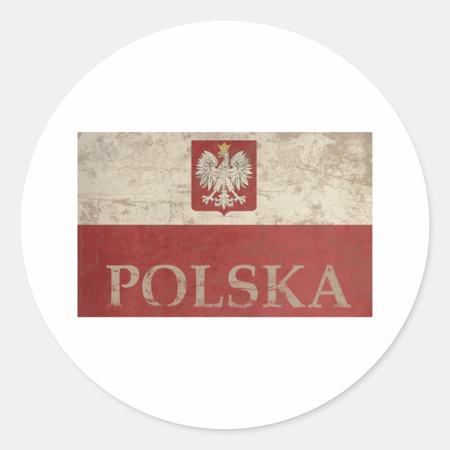 Vintag Polska Runder Aufkleber (Vorderseite)