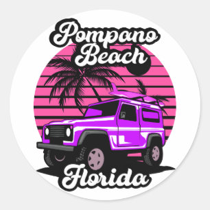 Vintag Pompano Beach Florida Runder Aufkleber