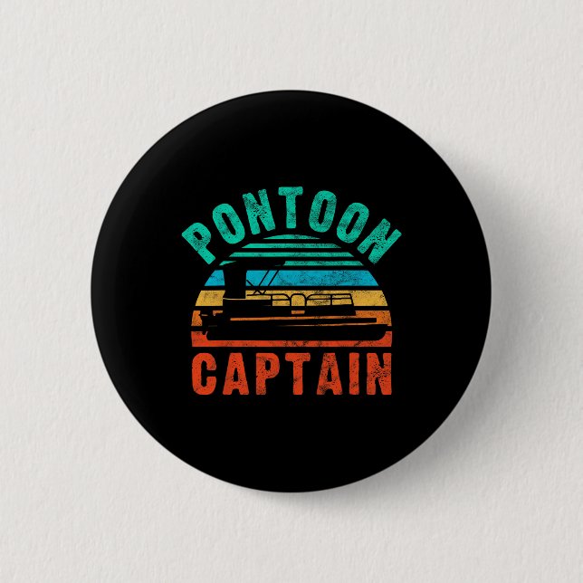 Vintag Pontoon Captain Boat Owner Bootbesitzer Button (Vorderseite)